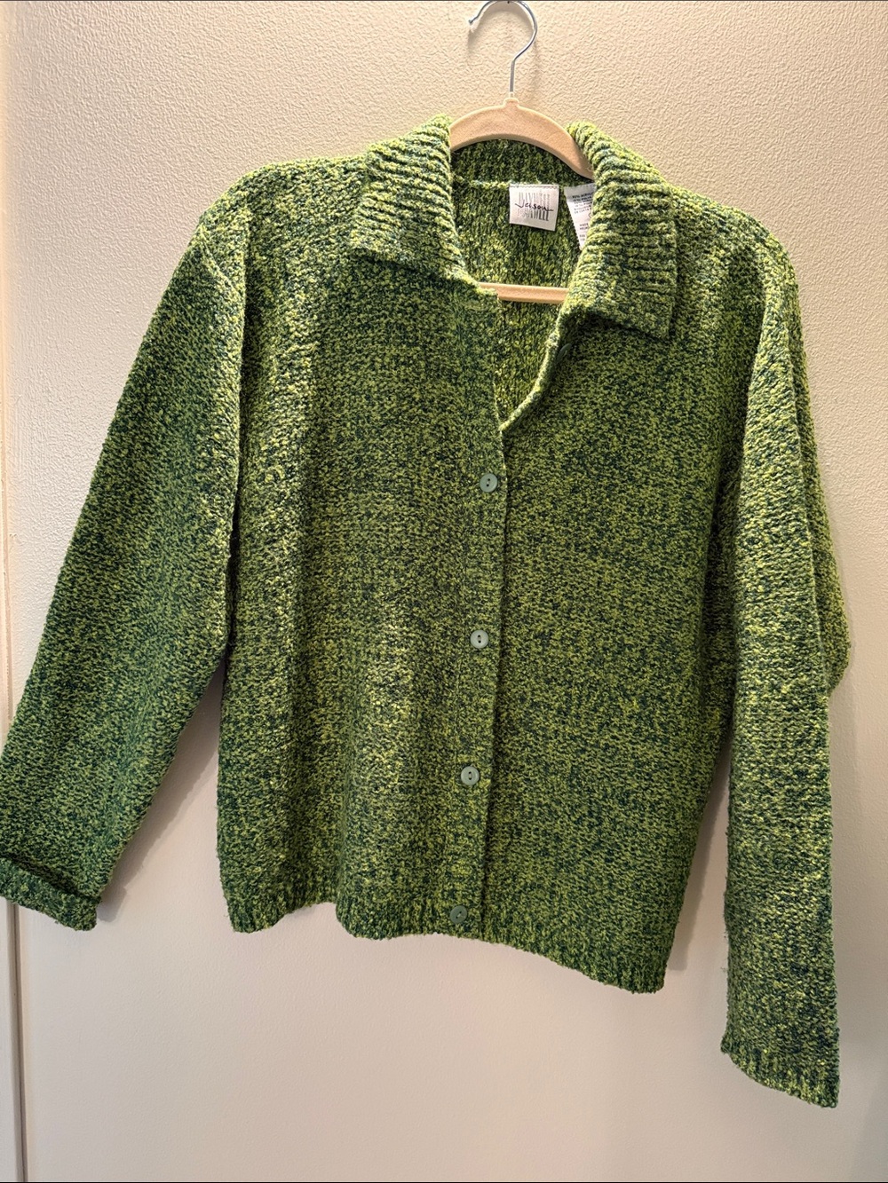 jason maxwell Green Marled Button-Up Cardigan Sweater